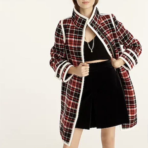 RARE J.Crew Collection car coat in winter plaid Italian stadium-cloth Size 4 - Picture 2 of 4
